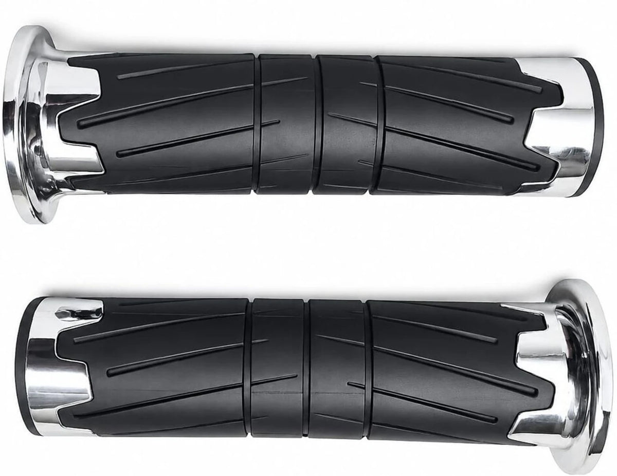 Premium Chrome Finish Handle Bar Grip - Front View (1 Pair)